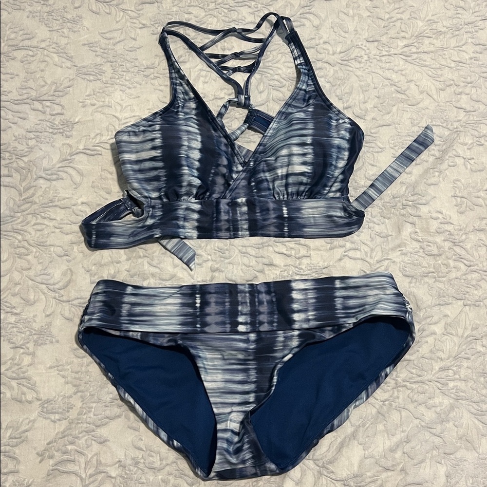 Title Nine Navy & White Tie-Dye Bikini Set